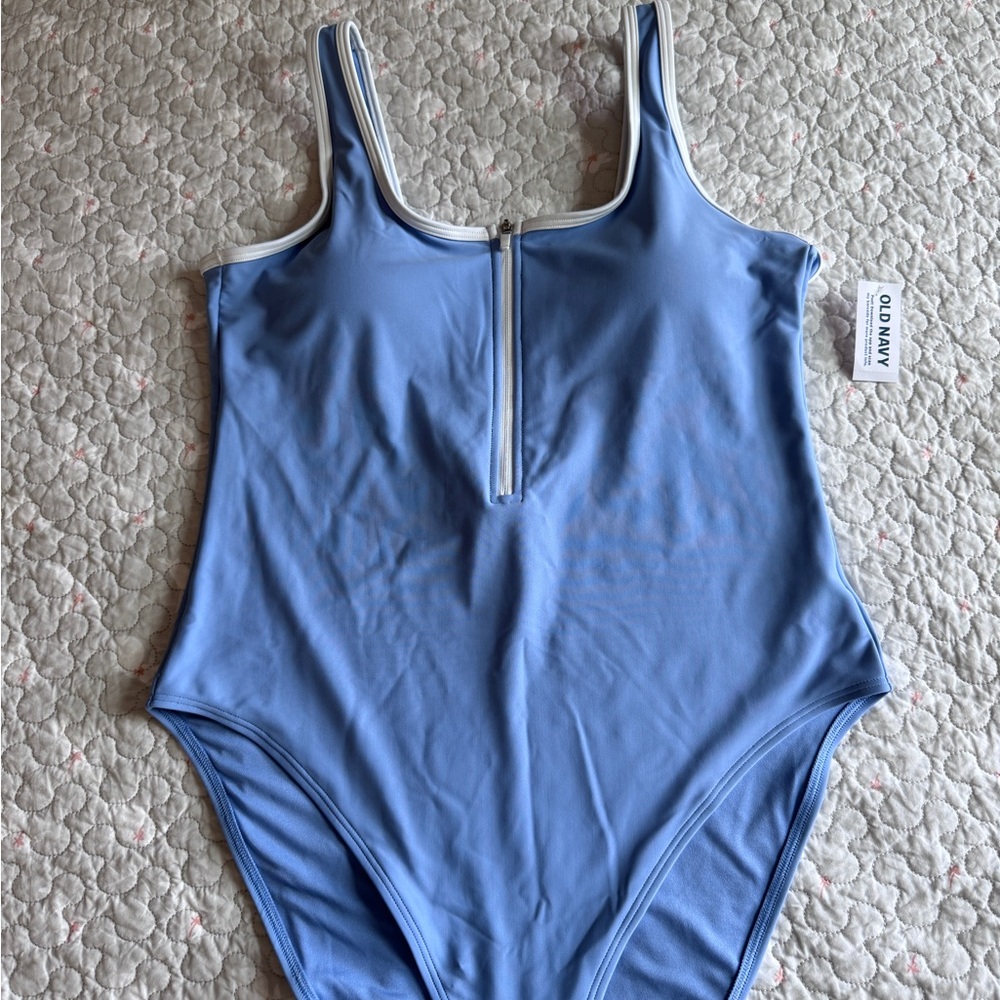 Old Navy NWT One Piece Bathing Suit with Zip, scoop back, L . Sporty and Sexy! - Picture 2 of 13